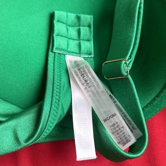 Victoria’s Secret Swim Shine Strap Green Sexy Push Up Bikini Top Size 36C NWT - Picture 4 of 6